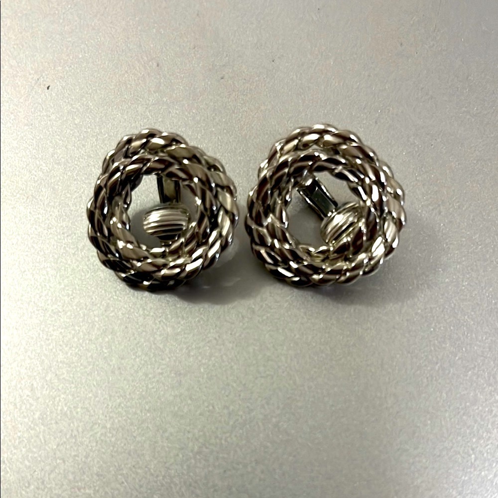 Vintage Marino Silver Twisted Knot Clip Earrings